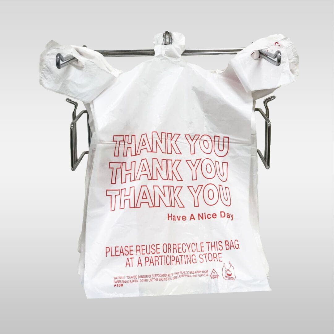 A bag that says thank you, thank you, and thank you.
